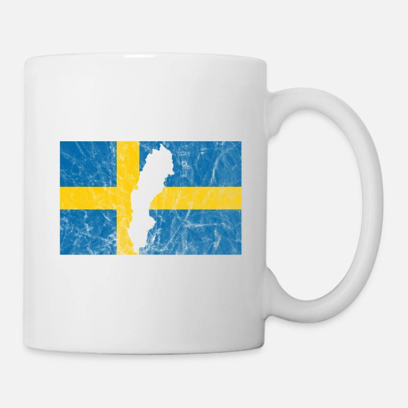 Sverige Svenske Flag Silhouette Travel - Mugg - vit