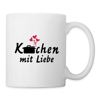 kochen liebe hobbykoch freude spass topf koch herz - Tasse - Weiß - Rechts