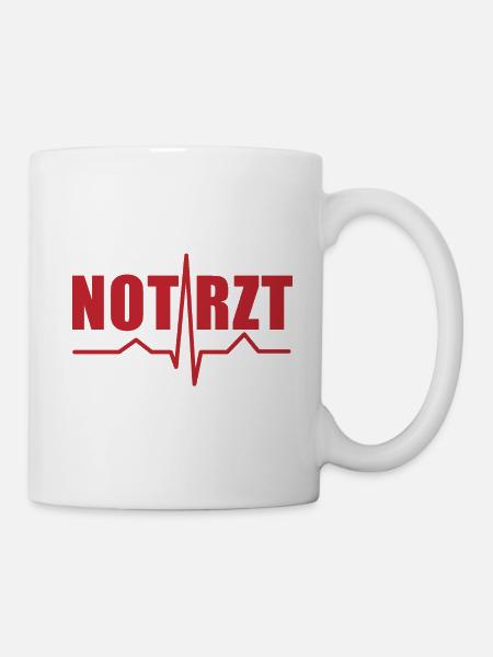 Notarzt Puls Krankenwagen Medizin Geschenk - Tasse - Weiß