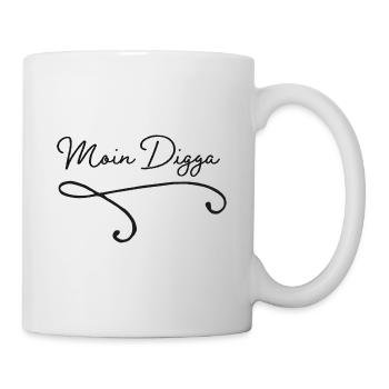 Moin Digga/Digger. Hamburg, Nordsee + Ostsee - Tasse - Weiß - Rechts