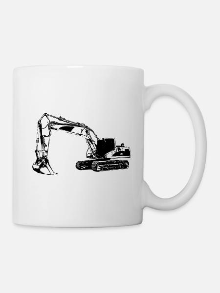 Exkavator Silhouette Geschenk Baggerfahrer - Tasse - Weiß