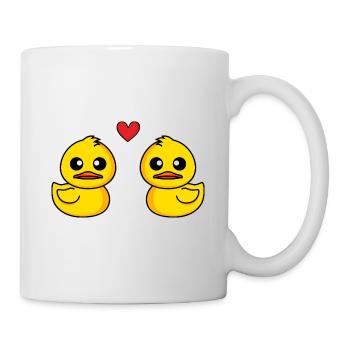 Canard Comic Couple amour - Mug blanc - blanc - Droite