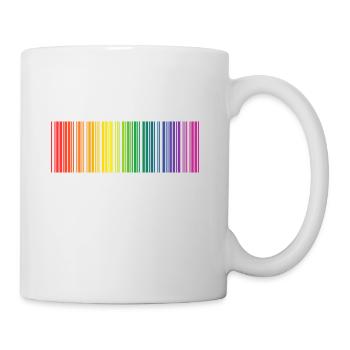 Make Love Barcode Scanbar Regenbogen Geschenk LGBT - Tasse - Weiß - Rechts