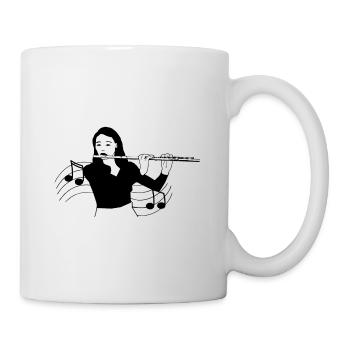 Flutiste jouant de la flûte traversière partition - Mug blanc - blanc - Droite