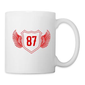 87 Zahl Wappen - Tasse - Weiß - Rechts
