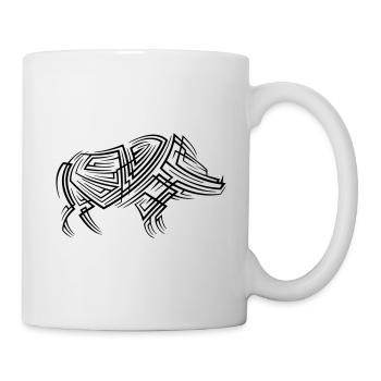 Wildschwein Tribal Tattoo - Tasse - Weiß - Rechts