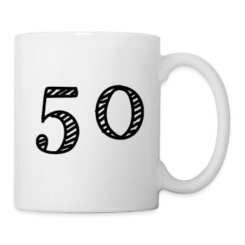 50 JAHRE. 50-jähriges JUBILÄUM. JUBILÄUM 50 JAHRE. 50 - Tasse - Weiß - Rechts