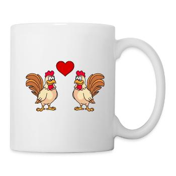 Hahn Comic Paar Liebe - Tasse - Weiß - Rechts