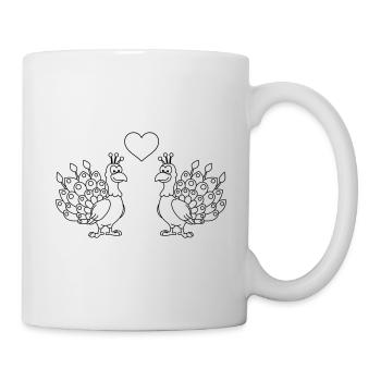 Peacock Comic Couple Amour - Mug blanc - blanc - Droite