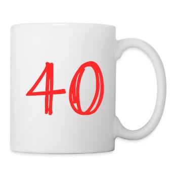 40 JAHRE. 40-jähriges Jubiläum. GEBURTSTAG 40 JAHRE. 40 - Tasse - Weiß - Rechts