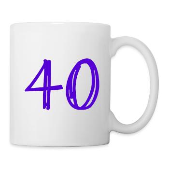40 JAHRE. 40-jähriges Jubiläum. GEBURTSTAG 40 JAHRE. 40 - Tasse - Weiß - Rechts