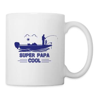 Super papa cool pêche - Mug blanc - blanc - Droite
