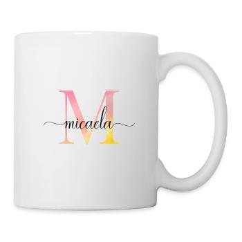 M | Monogramm | Name | Micaela |Watercolor - Tasse - Weiß - Rechts