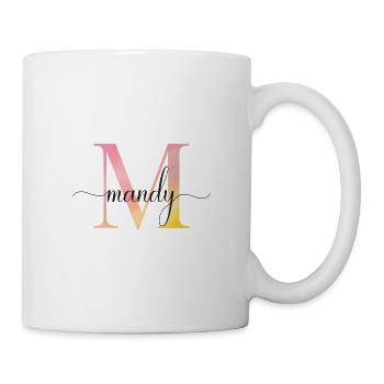 M | Monogramm | Name | Mandy|Watercolor - Tasse - Weiß - Rechts