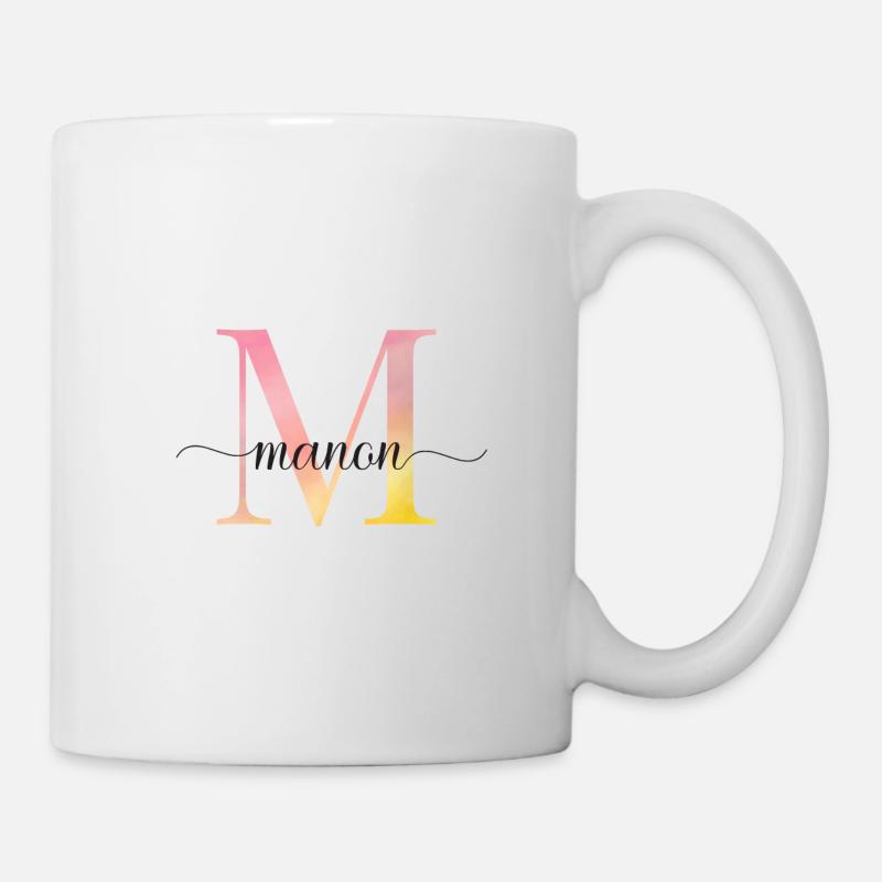M | Monogramme | Nom | ManonAquarelle - Mug blanc - blanc