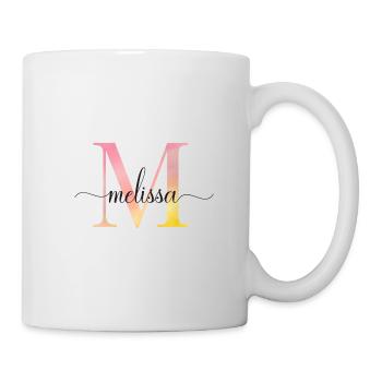 M | Monogramme | Nom | Mélissa |Aquarelle - Mug blanc - blanc - Droite