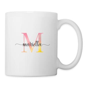 M | Monogramm | Name | Marietta |Watercolor - Tasse - Weiß - Rechts