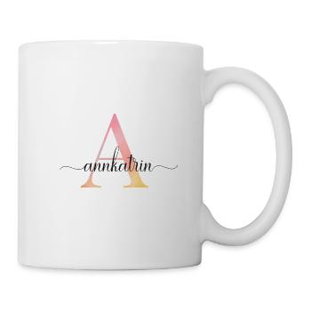 Un | Monogramme | Nom | Ann-Katrin |Aquarelle - Mug blanc - blanc - Droite