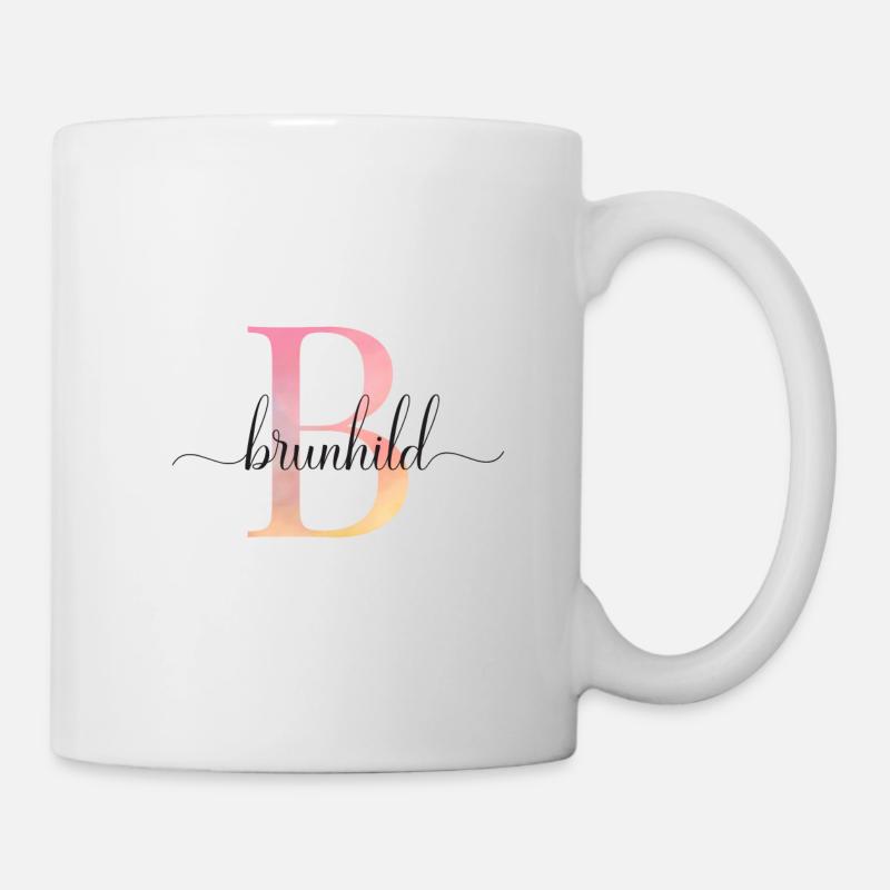 B | Monogramme | Nom | BrunhildAquarelle - Mug blanc - blanc