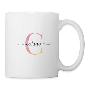 C | Monogramm | Name | Carina |Watercolor - Tasse - Weiß - Rechts