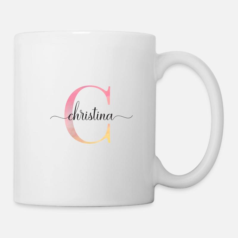 C | Monogramme | Nom | Christina |Aquarelle - Mug blanc - blanc