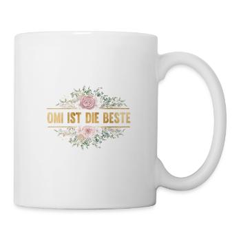 Omi ist die Beste! Floral, personalisierbar - Tasse - Weiß - Rechts