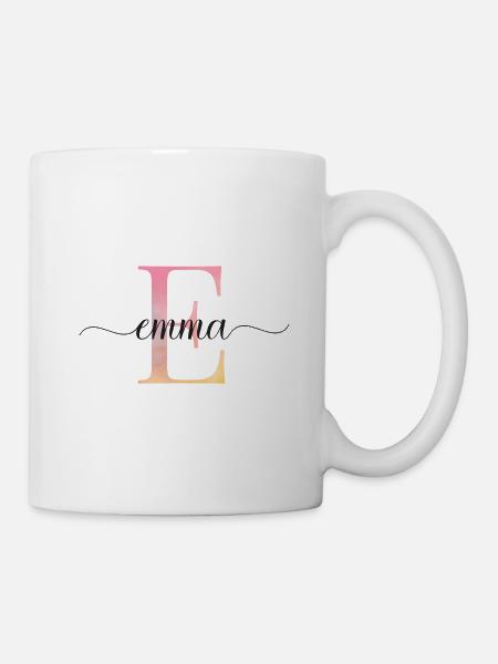 E| Monogramm | Name | Emma |Watercolor - Tasse - Weiß