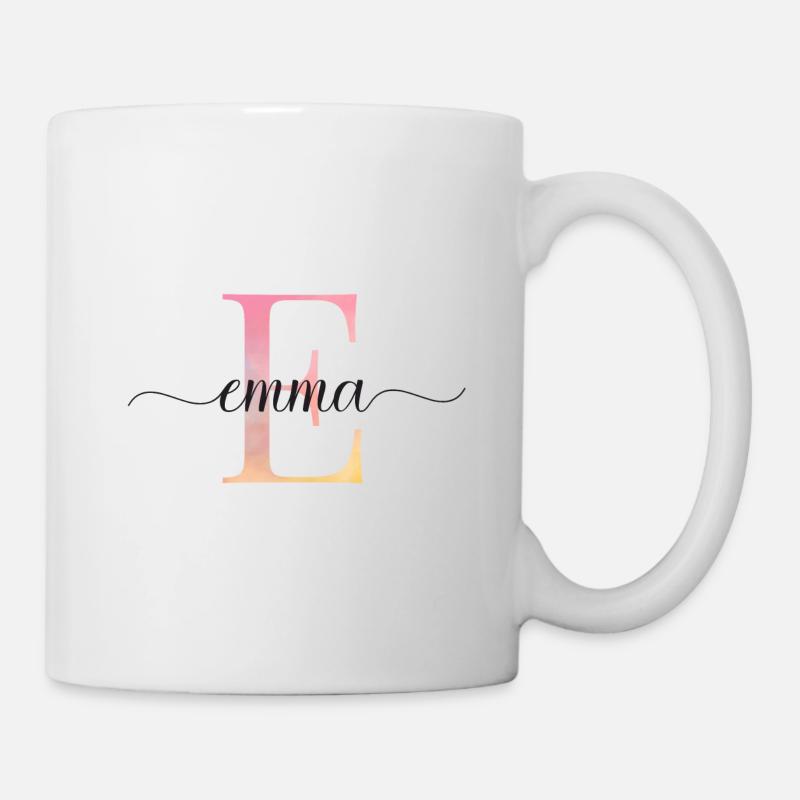 E| Monogramm | Name | Emma |Watercolor - Tasse - Weiß