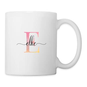 E| Monogramme | Nom | Elke |Aquarelle - Mug blanc - blanc - Droite