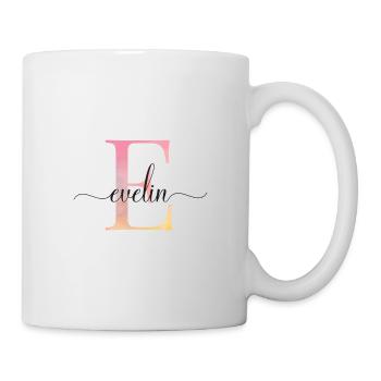 E| Monogramm | Name | Evelin |Watercolor - Tasse - Weiß - Rechts
