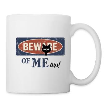 Beware Of Meow! Lustige grummelige schwarz Katze - Tasse - Weiß - Rechts