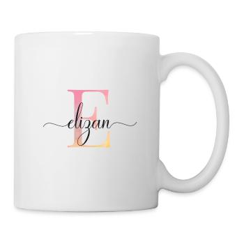 E| Monogramm | Name | Elizan |Watercolor - Tasse - Weiß - Rechts