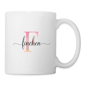 F| Monogramm | Name | Finchen |Watercolor - Tasse - Weiß - Rechts