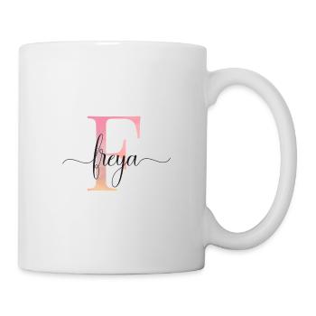 F| Monogram | Name | Freya |Watercolor - Mug - white - Right