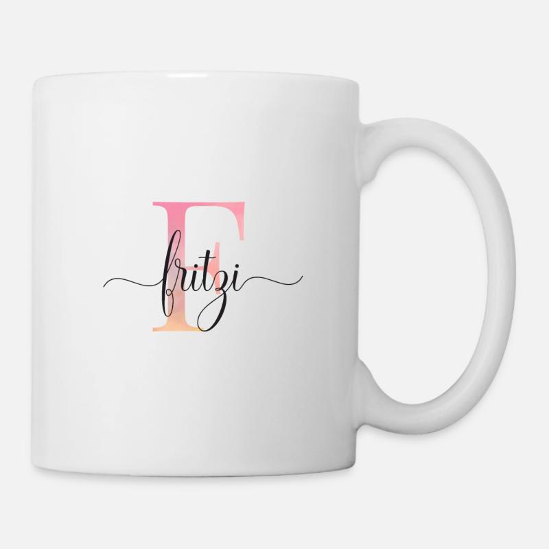 F| Monogramme | Nom | Fritzi |Aquarelle - Mug blanc - blanc