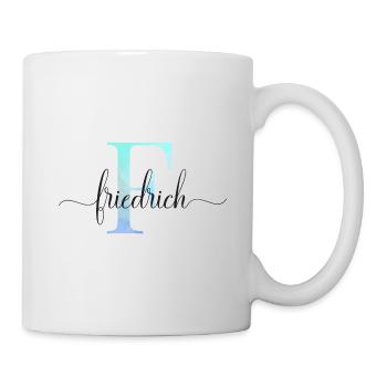 E| Monogramm | Name | Friedrich | Watercolor - Tasse - Weiß - Rechts