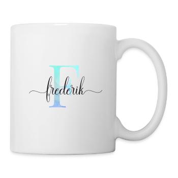 E| Monogramm | Name | Frederik | Watercolor - Tasse - Weiß - Rechts
