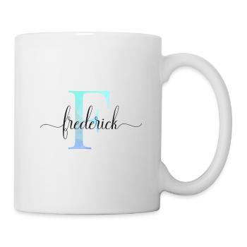 E| Monogramme | Nom | Frédéric | Aquarelle - Mug blanc - blanc - Droite
