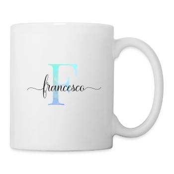 E| Monogramm | Name | Francesco| Watercolor - Tasse - Weiß - Rechts