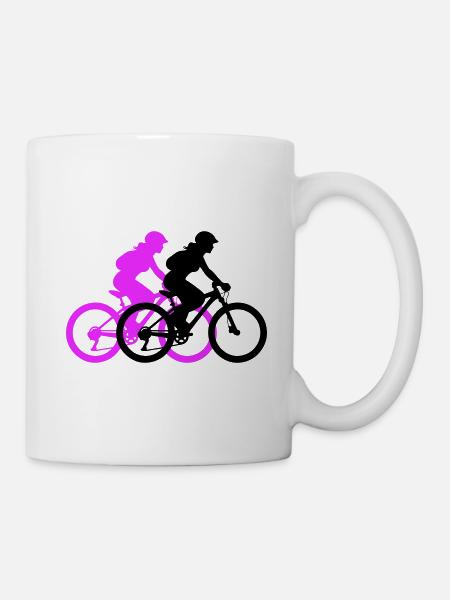 VTT Vélo Femme Silhouette - Mug blanc - blanc