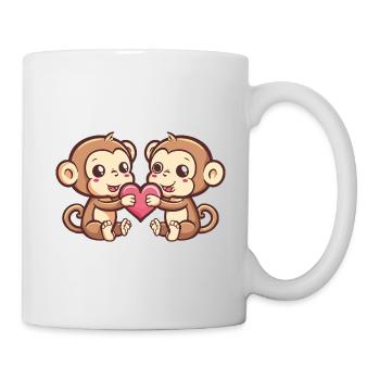 Monkey Couple In Love Animal Valentine's Day - Mug - white - Right