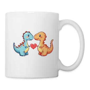 Dinosaurier brontosaurus Paar Verliebt Valentinsta - Tasse - Weiß - Rechts