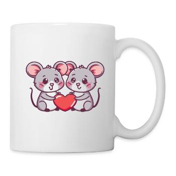 Maus Paar Verliebt Tier Valentinstag - Tasse - Weiß - Rechts