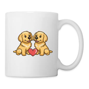 Golden Retriever Hunde Paar Verliebt Valentinstag - Tasse - Weiß - Rechts