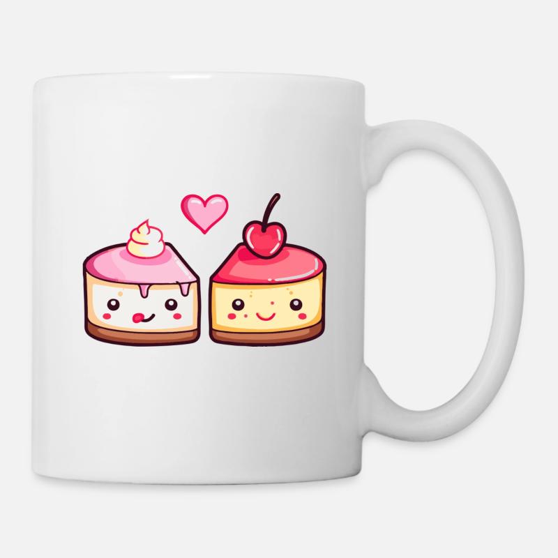 Gâteau Couple Gâteau Amour Coeur Drôle - Mug blanc - blanc