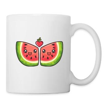 Pastèque Couple Amour Coeur Drôle - Mug blanc - blanc - Droite