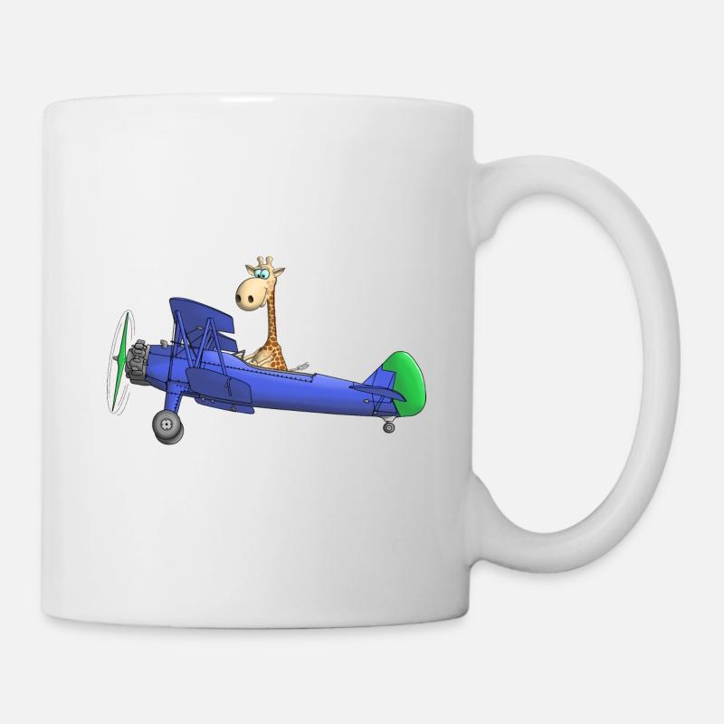 Flugzeug Comic Giraffe Kinder - Tasse - Weiß
