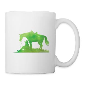 Westernreiten Reining Reiter Pferdeliebe Geschenk - Tasse - Weiß - Rechts