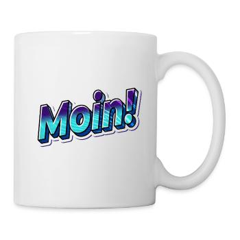 Moin! Sticker Blau - Tasse - Weiß - Rechts