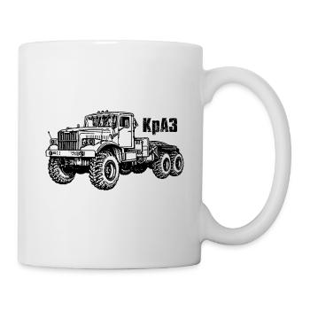 Silhouette KrAZ cyrillique camionneur soviétique - Mug blanc - blanc - Droite